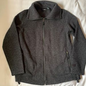 New Balance charcoal knit fleece lined zip front cardigan/jacket EUC